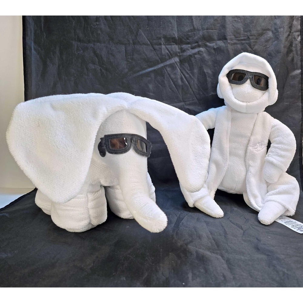 Disney Cruise Line Towel Animal Plush Set White Elephant & Character Sunglasses